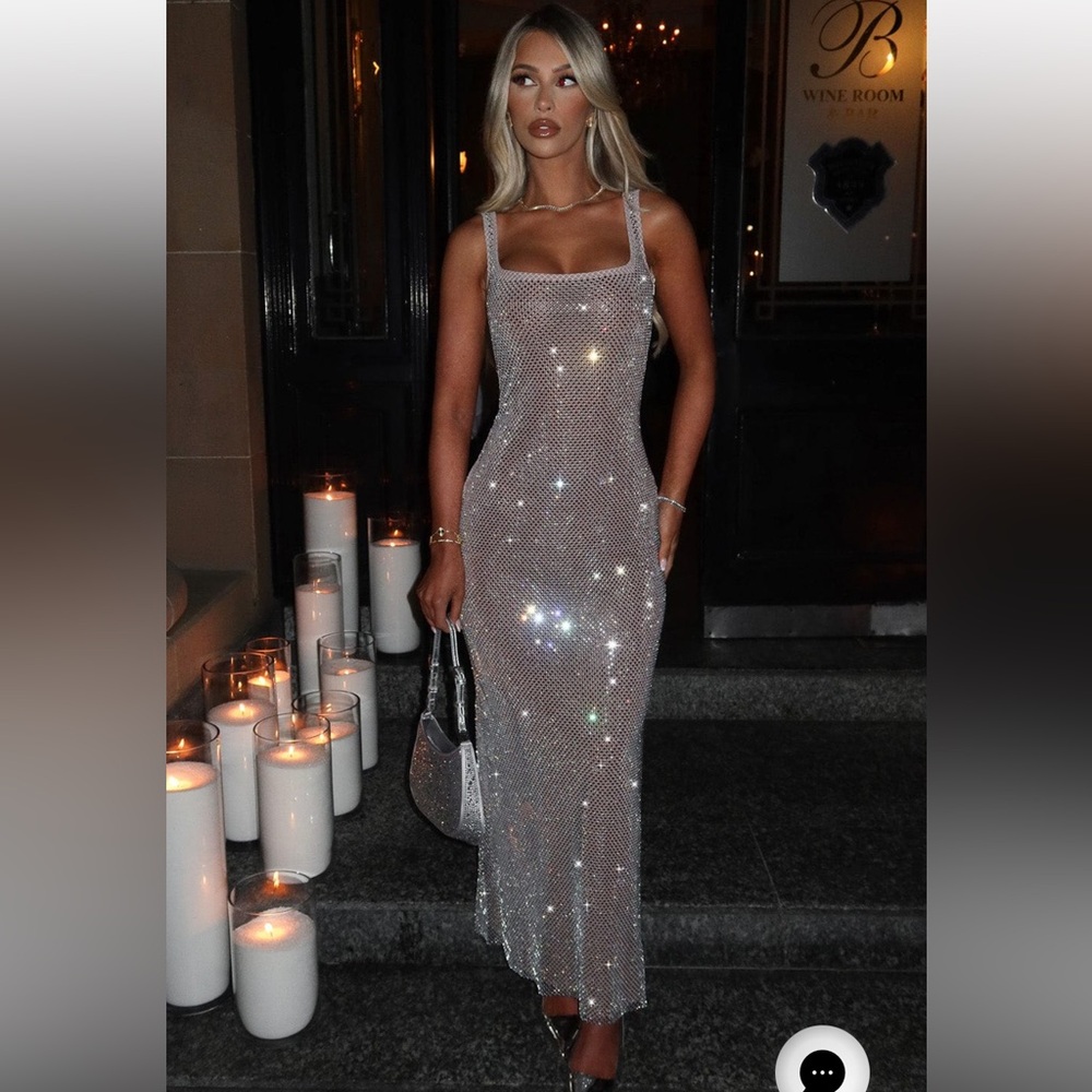 Elegant Silver Evening Dress